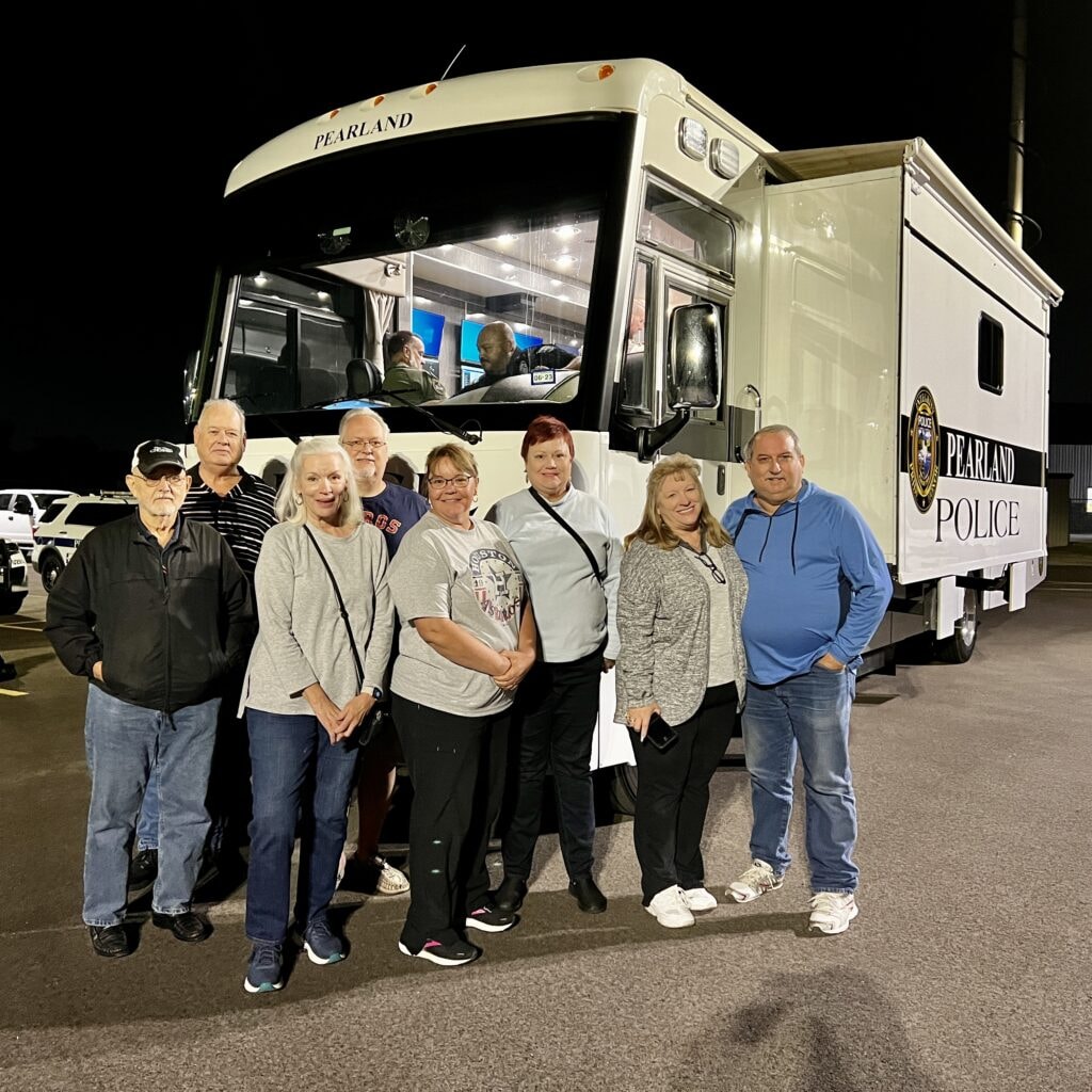 PCPAAA members with Pearland Police mobile command vehicle