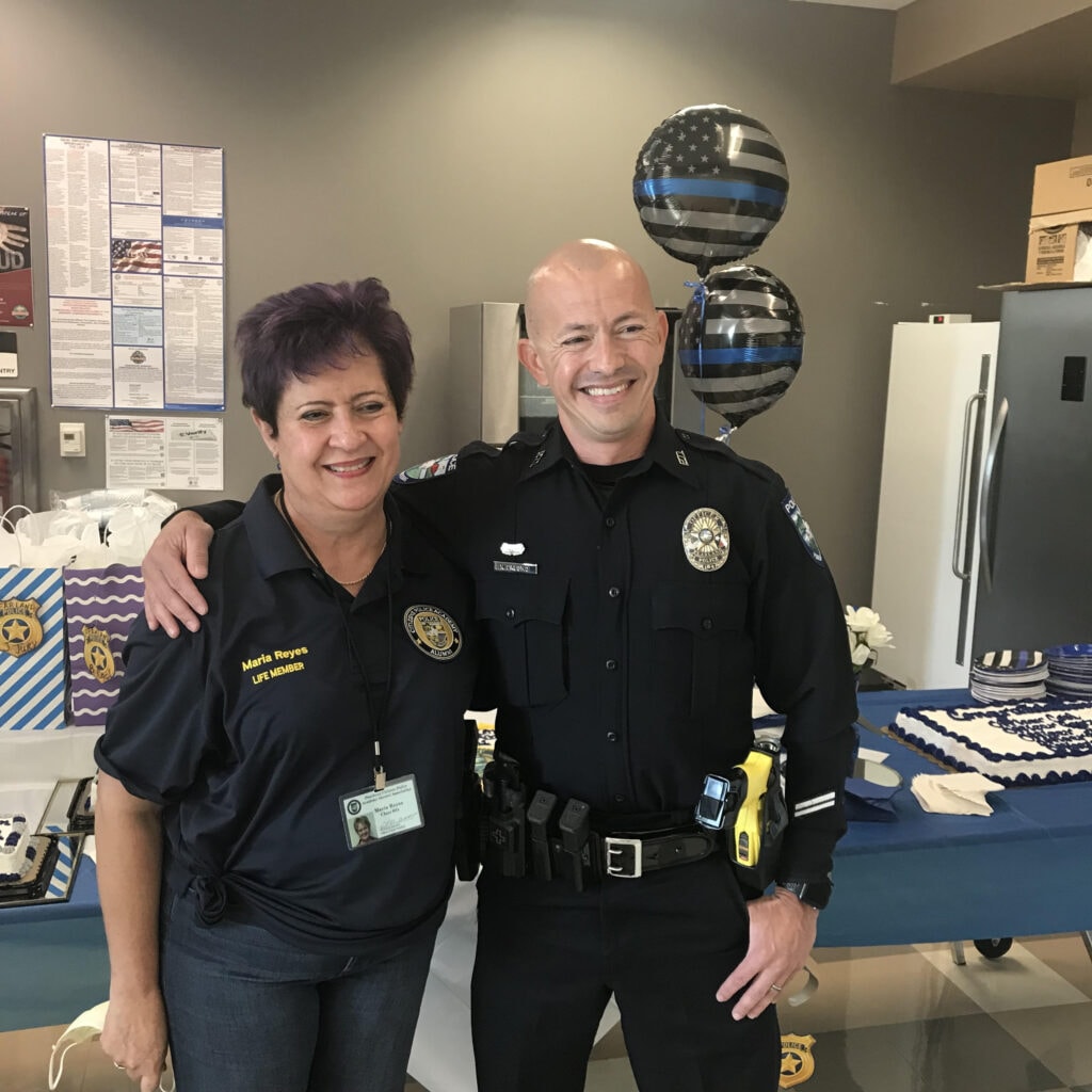 Law enforcement officers at community event